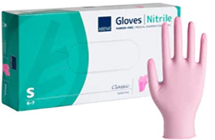 ABENA Nitrilhandschuhe S, 100 Stück – Einmalhandschuhe Rosa, handschuhe einweg, puderfreie & latexfreie – Einweghandschuhe in S, M, L & XL verfügbar