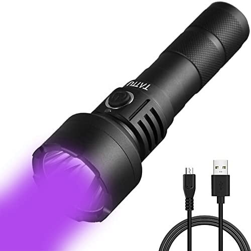 TATTU U2 UV Taschenlampe Wiederaufladbare 395nm Schwarz Licht, 10W Schwarzlicht LED Lampe mit Micro USB Ladekabel