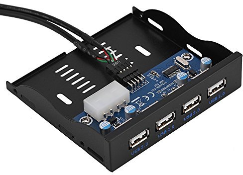 Mavis Laven 4-Port Front Panel USB Hub, USB2.0 Floppy Front Panel 3.5'' Floppy Bay 9 Pin to 4 Interface USB 2.0 HUB for Computer Desktop