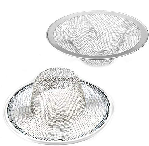 2 Stück robuste Edelstahl-Filterfalle, 11,2 cm Oben/6,2 cm Netz-Metall-Spülbeckensieb, perfekt für Küchenspüle/Badezimmer-Badewanne, Wohnmobil, Waschbecken, Bodenablauf, Balkonablaufloch