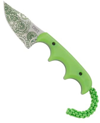 CRKT Minimalistisches Bowie Gears EDC Messer: Kompaktes Alltagsmesser mit fester Klinge, faltbares Universalmesser mit satinierter Oberfläche, Griff aus Kunstharz infundierter Faser, und im Dunkeln