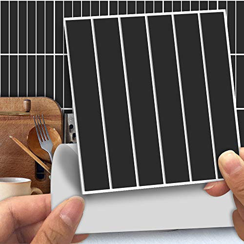 Alwayspon Wall Tile Transfers Sticker for Home Decor, Peel & Stick self-Adhesive splashback, Tile Decals for Living Room Kitchen Bathroom Wall Decor, 25 Pieces White and Black Tile Sticker