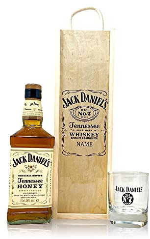 Personalised Jack Daniels Honey Tennessee Whiskey with JD Glass Gift Set - Birthday Gifts For Him, For Her, Boyfriend Gifts, Father's Day, Mother's Day, Mens Valentines Gifts