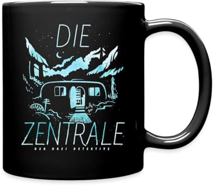 Spreadshirt Die Drei Fragezeichen Die Zentrale Wohnwagen Tasse Einfarbig, One size, Schwarz