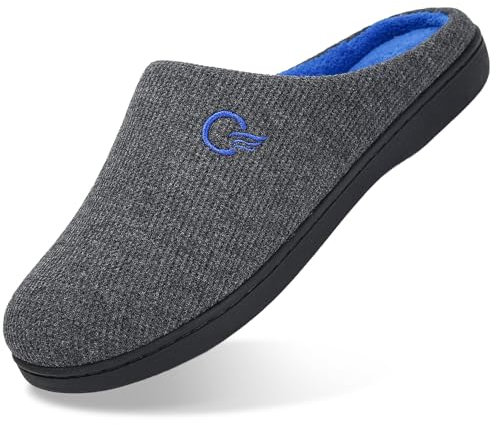Ciabatte Casa Invernali Uomo Pantofole Memory Foam Caldo Comode Antiscivolo Home Scarpe Interno e Esterno Grigio, (290 CN) 42/43