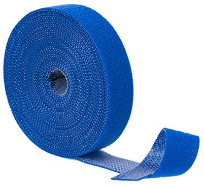 BRAVEHISNE Klett Kabelbinder wiederverschließbar Klettbänder, klettverschluss Kabelbinder Rolle für Kabel Frei Zuschneidbar zum Nähen Basteln Kabelmanagement (5mx20mm,Blau)