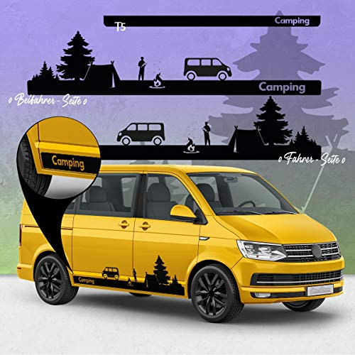Auto-Dress Seiten-Streifen Camping-Set Dekor-Sticker passend für T5, T6 (Farbwunsch)
