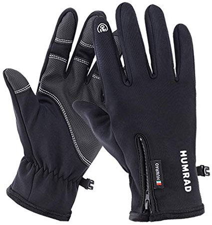 B/H Guanti Caldi Morbidi Spessi e Comodi,Guanti Touch Screen da Sci Outdoor,più Caldi Guanti Antiscivolo in Velluto-Nero_XL,Antivento Touchscreen Guanti da Sci Termici