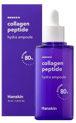 Hanskin Collagen Peptide Hydra Ampoule (90ml). Made with 80% Collagen Extract and 20% Peptide. Advanced Anti-Aging Formula to Repair Skin from Wrinkles and Fine Lines on Face and Neck Area.