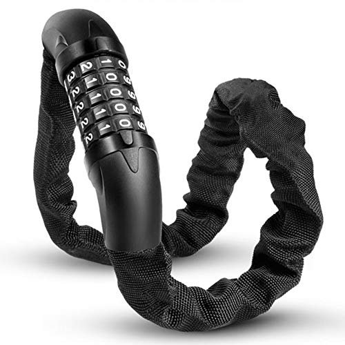 JTRHD Bicycle Lock No Key Required 5-digit Combination High Security Bicycle Lock With Cable Anti-rust Function for Motorcycle, Scooter,Bike (Color : Black, Size : 65cm)