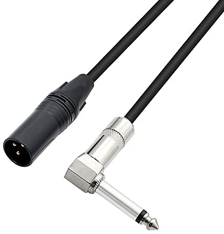PNGKNYOCN Right Angle 6.35mm Mono to XLR 3 Pin Cable,90 Degree 1/4 Male to XLR Male Interconnect Cable for Soundbox, Microphone, Power Amplifier Etc(50cm)