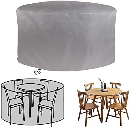 XDMYGTT Rund Gartenmöbel Abdeckung,70x130cm 420D Oxford Abdeckhaube Schutzhülle Abdeckplane für Gartenmöbel,Sitzgarnituren,Gartentische und Möbelsets,Wasserdichtes,UV-beständig-Silber