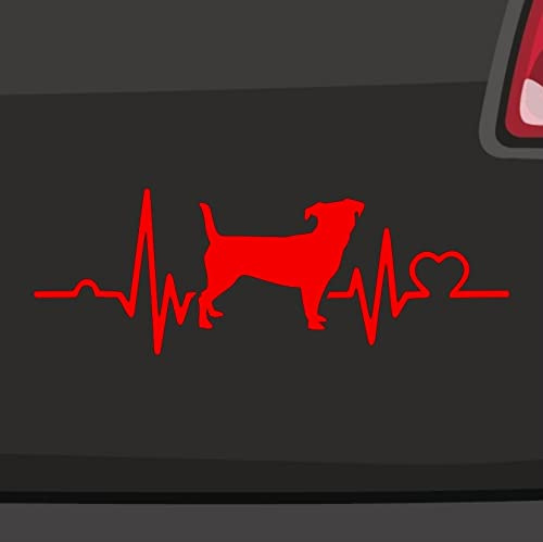 Herzschlag Jack Russell -6 Größen 21 Farben- Aufkleber Silhouette Rassehund JRTV