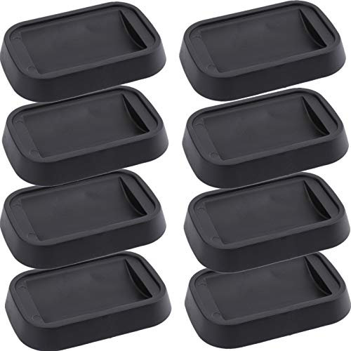 Yopay 8 Pack Bed Stopper Furniture Caster Cups, Rubber Furniture Wheel Stopper Fits to Most Wheels of Sofas, Beds, Chairs, Carpet or Durable Hard Floors, 3×2inch / 7.5 × 5cm, Black, Rectangular