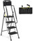 HBTower Scala 4 Gradini con Corrimano, Pieghevole con Ampi Gradini Antiscivolo e Borsa Portattrezzi, Portata Massima 150 kg