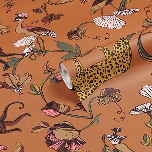 furn. Exotic Wildlings Tropical Printed Wallpaper, Sienna