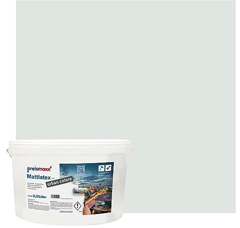 Preismaxx Mattlatex Farbe für Innen urban colors, bunte matte Wandfarbe, grau, hellgrau, light grey 10L