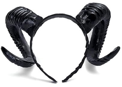 LEEMASING Halloween Gothic Teufel Stirnband Schafhorn Haarband Cosplay Zubehör für Party Dekoration Cosplay Kostüm Kopfbedeckung (Schwarz)