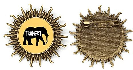 Elefant Growl Roar Trompete Metall Sonne Brosche Haken Pin