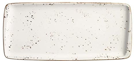 Bonna 2x Grain Moove Vintage Retro Platte rechteckig 34x16cm 2,5cm hoch Weiß Creme Braun Porzellan GRAMOV35DT Servierplatten Speiseteller Essteller Geschirr