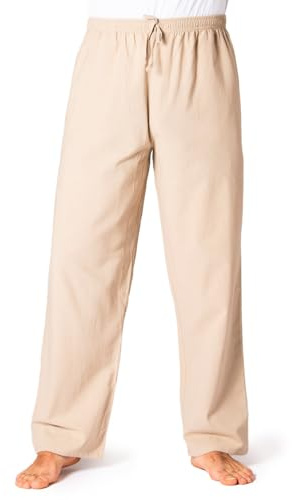 PANASIAM Sommerhose Herren - leichte Stoffhose aus Baumwolle, Freizeithose | Schlupfhose, blickdicht, atmungsaktiv, Loose Fit, Baumwollhose, Gummibund mit Kordelzug, Taschen, Yogahose, Sport & Freizeit
