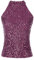 inhzoy Canotta da Donna con Paillettes Lucide Scollo a V Crop Top Senza Maniche Top Corto con Zip Tank Top Elegante Gilet Casual Sera Clubwear Abito da Club Discoteca Viola A Taglia Unica