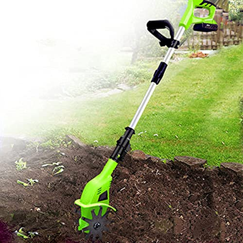 Kabellose elektrische Bodenfräse & Rotavator, kabellose elektrische Bodenfräse/Kultivator, 25 cm Bodenbearbeitungstiefe, verstellbarer Griff, tragbare Vertikutierer-Bodenfräsen, idealer Grubber z