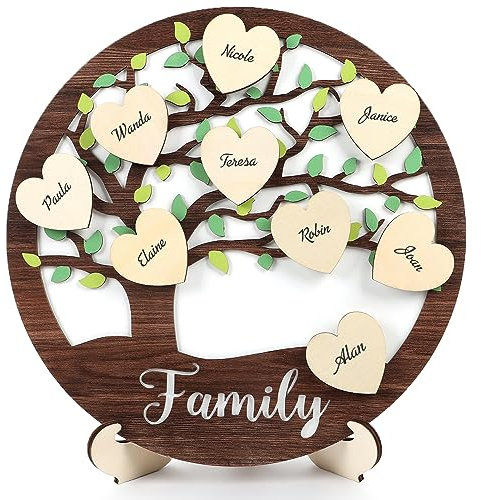 ANHUIB Famille Décorations,Plaque Bois Personnalisé nom de Famille,Maison Enseignes Décoratifs,Bois Arbre Généalogique Décoration Maison,Idée Cadeau Nouvelle Maison,Cadeau Personnalisé Grands-Parents