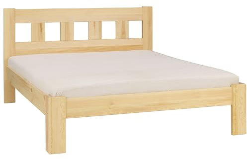Meble Doktór Holzbett - Bett aus Kiefernholz – Gordon 160x200 cm – Bettgestell mit Rahmen – Holzmöbel – 100% Naturholz - Massivholzbett – Solide Verarbeitung - Natur lackierte Kiefer
