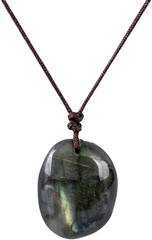 SPDYCESS Natürliche Heilung Kristalle Kette Damen Herz Rund Labradorit Achat Halskette mit Anhänger Reiki Schmuck für Männer Frauen Geschenk