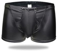 Celucke Shorts Herren Unterwäsche Lackleder Unterhosen Männer Niedrige Taille Boxer Unterhose Reizwäsche Kurze Hosen Reizwäsche Freizeit Sport Herrenunterwäsche