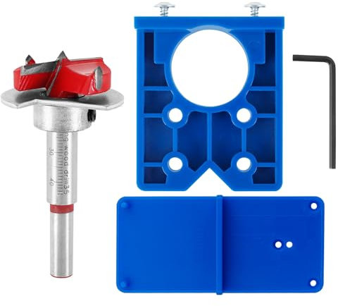 Bestgle 35mm Hinge Hole Drill Guide Set, Forstner Drill Bit & Concealed Hinge Jig, Cabinet Hinge Hole Cutter with Drill Guide Plate for Door & Furniture Mounting
