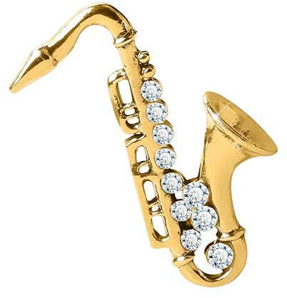 KristLand Vintage Kristall Funkeln Musikinstrument Brosche Anstecknadel Art Deco Retro Saxophon Brosche für Männer Frauen Geschenkbox für Geburtstagsfeiern