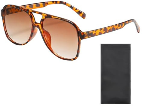 Weploda Sonnenbrilles Retro, Sonnenbrille Orange Gläser, Brille Mit Leopardenmuster, Retro-Sonnenbrille-Für-Damen & Herren, Sonnenbrillen Mit UV400 Schutz(mit schwarze Aufbewahrungstasche)