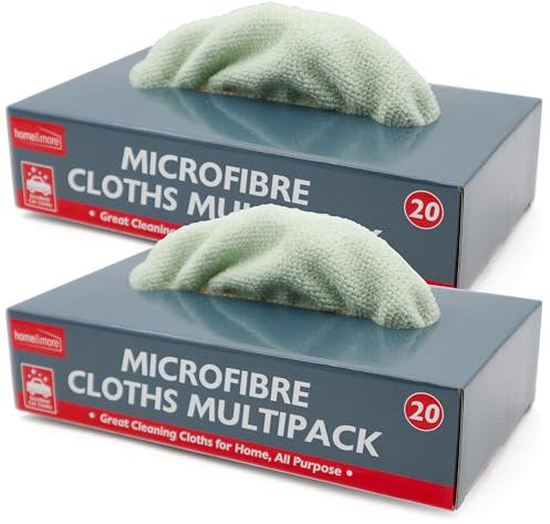 SOL 40pk Microfibre Cloths in Dispensers for Tidy Storage, Multipurpose Cleaning Cloths for Home, Kitchen & Car, Reusable, Absorbent, Streak-Free Cleaning Polishing Windows Surfaces (2 x 20pk)