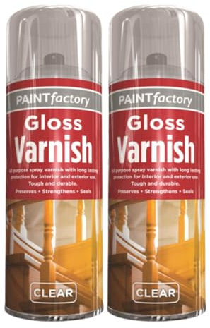 Wood Varnish Clear Gloss 400ML - Acrylic Clear Varnish Gloss Finish Spray Wood Color Paint All Purpose ( 2 Cans)