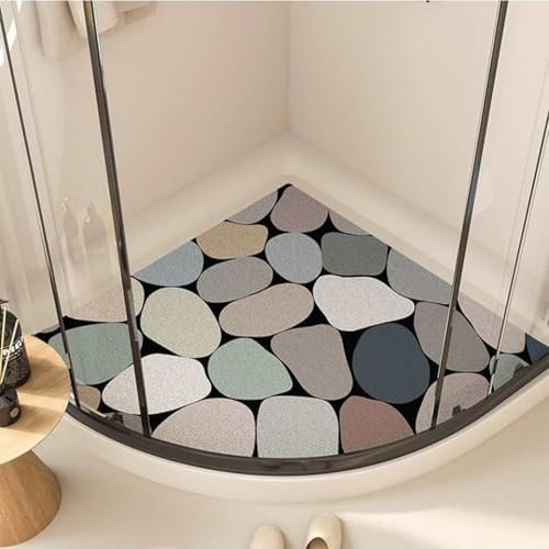 Yinghesheng Tappeto Doccia angolare Antiscivolo - Tappeto Doccia in PVC Morbido, Antiscivolo e antimuffa con Scarico per Il Pavimento del Bagno - ad Asciugatura Rapida e Lavabile,B,70x70cm
