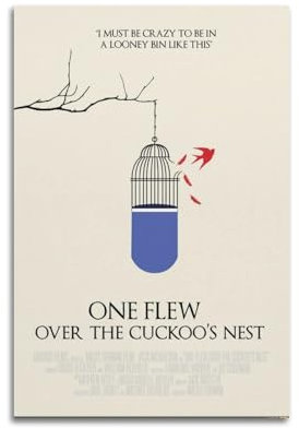 ydhgebn Poster mit Aufschrift One Flew Over The Cuckoo's Nest, Wandkunst, Cover-Raum, Vintage-Poster, dekoratives Gemälde für Schlafzimmer, Wohnzimmer, ästhetisches, elegantes Poster, 30 x 45 cm,