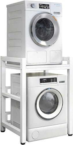 Height Adjustable Dryer Stand - Stacking Kit for Front Loader Washing Machines & Tumble Dryers - Over Washer Storage Rack with 400KG Load Capacity