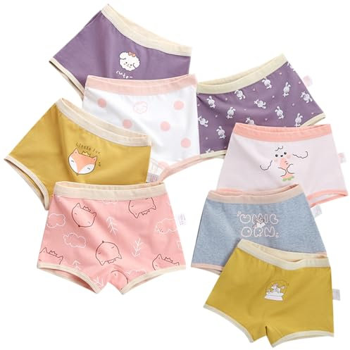 ACMEDE Mädchen Boxershorts Baumwolle Unterhosen 3-12 Jahre, 8er Pack Mädchen Unterhosen Baumwolle Kinder Unterwäsche Boyshort Höschen Gr. 86/92/98/110/128/134/146/152