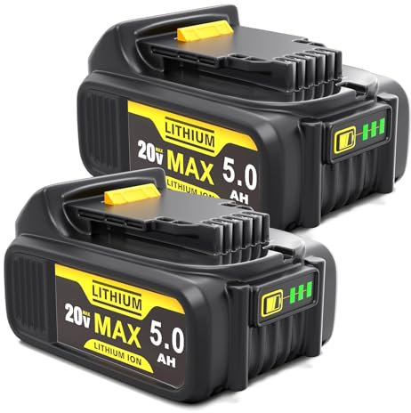 5Ah Batterie per Dewalt Batterie 18V: 2-Piece Li-ion Batteria Compatibile XR DCB200 DCB180 DCB181 DCB182 DCB184 DCB201