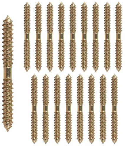 Double Ended Screws, 16 PCS Tapping Thread Wood to Wood Dowel Screws 60mm Double Threaded Screw Hanger Bolts for Furniture Fixing Dowel Woodworking Connector
