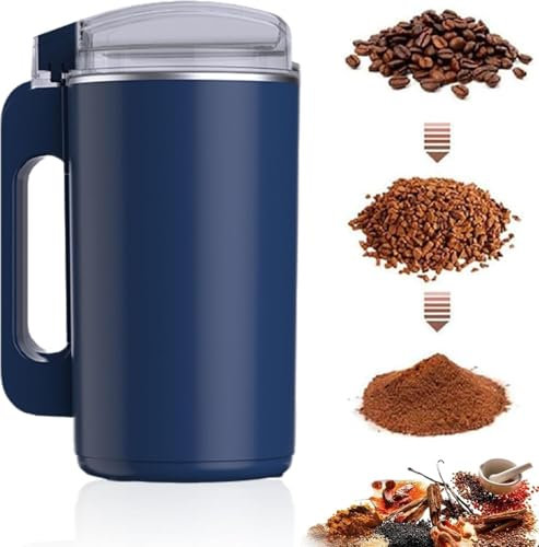 OFNHJK Electric Coffee Grinders, Adjustable Pepper Grinder, Multi-Functional Grinder for Nuts, 600ml Electric Fine Grinding Machine, Household Grinding Machine for Buckwheat, Oats, Millet Blue