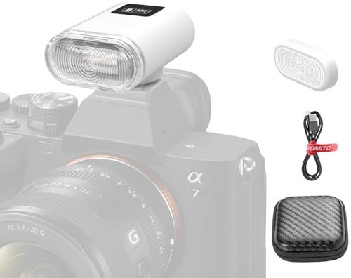 FOMITO F12 Mini Flash Speedlite, Hot Shoe Camera Flash for Canon, Nikon, Fuji, Sony, Ricoh GR3, Digital Cameras, White