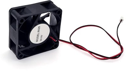 JZK Ventilador refrigeración mini 60x60x25mm DC 12V 60 mm cables 2 pines, 5200 rpm, 0.18 A, ventilador CC sin escobillas cojinetes 6025 6 cm para refrigeración o ventilación, ventilador impresora 3D