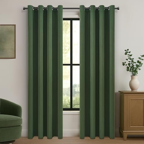 MRTREES Vorhang Blickdicht mit Ösen Thermovorhang Oliv-Grün 2er Set, Blickdichte Vorhänge 225 cm Lang 140 cm Breit, Gardinenschals für Wohnzimmer Schlafzimmer Kinderzimmer, Blackout Curtain