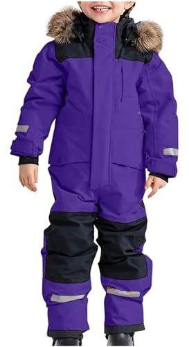 Girls Romper Snowsuit Children's Boys Ski Suit Sale Thermal Ski Overall Dungarees Winter Warm Snow Overall Windproof Winter Snow Skis Set with Removable Hood Mud Suit Outdoor Softshell Suits