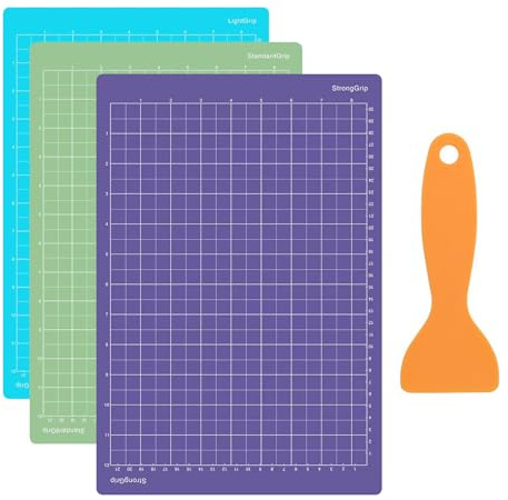 Wjelet 3 Stück Schneidematte für Cricut Joy Xtra Selbstklebend | 8,5 x 12 Zoll Mit kleinem Schaber, klebrige Unterlage mit Raster. 1x niedrig, mittel,stark klebrig. Für Cricut Zubehör.