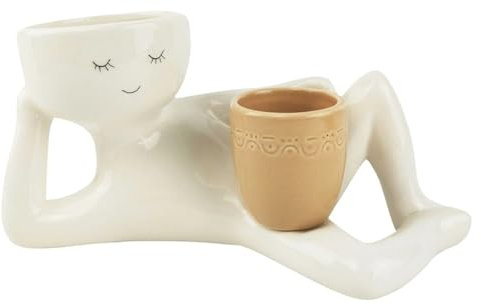 Funny Lazy Guy Pflanztopf – Humorvoller Kunstharz Sukkulenten & Kaktus Blumentopf für Zuhause, Büro, Dekoration (Gelb/Blau/Rot) – 25 x 13 x 12 cm (Zitronengelb)