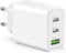 USB C Ladegerät 65W 3-Port USB Schnellladegerät,USB C Netzteil PD Ladegerät kompatibel mit MacBook Pro/Air, iPhone 16/16 Pro/15/14/13, iPad mini/Air, Galaxy S24,Pixel (Weiß (Ladegerät))